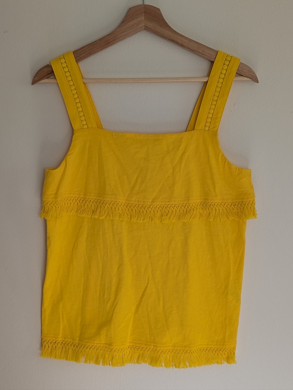J. Crew Bright Yellow Fringe Square-Neck Tank